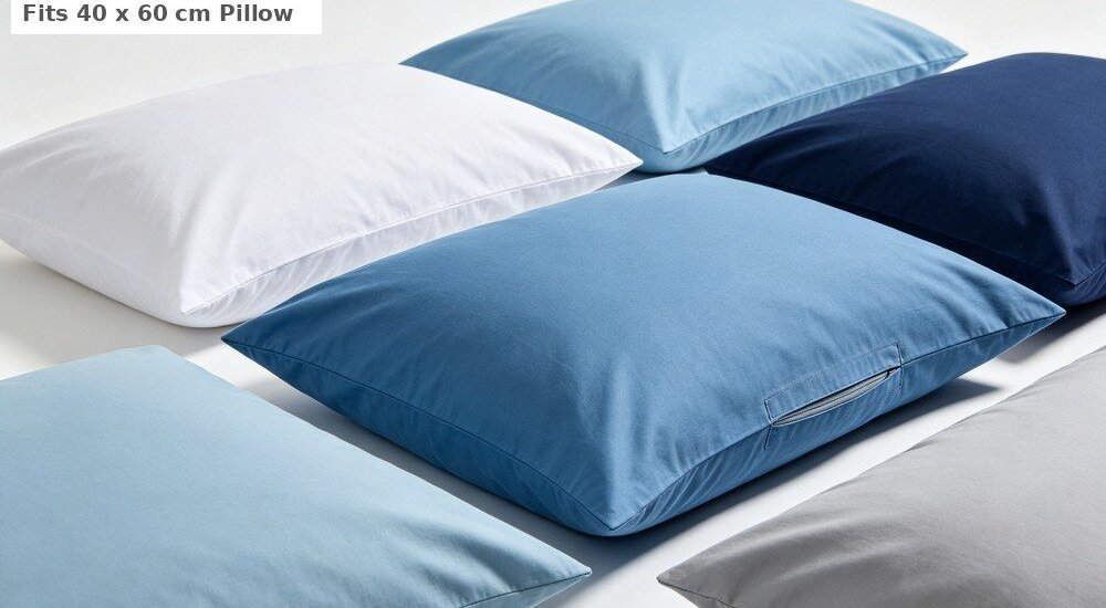 Top-down product view of white pillow insert options showing different firmness levels for camp worker head support and comfort preferences