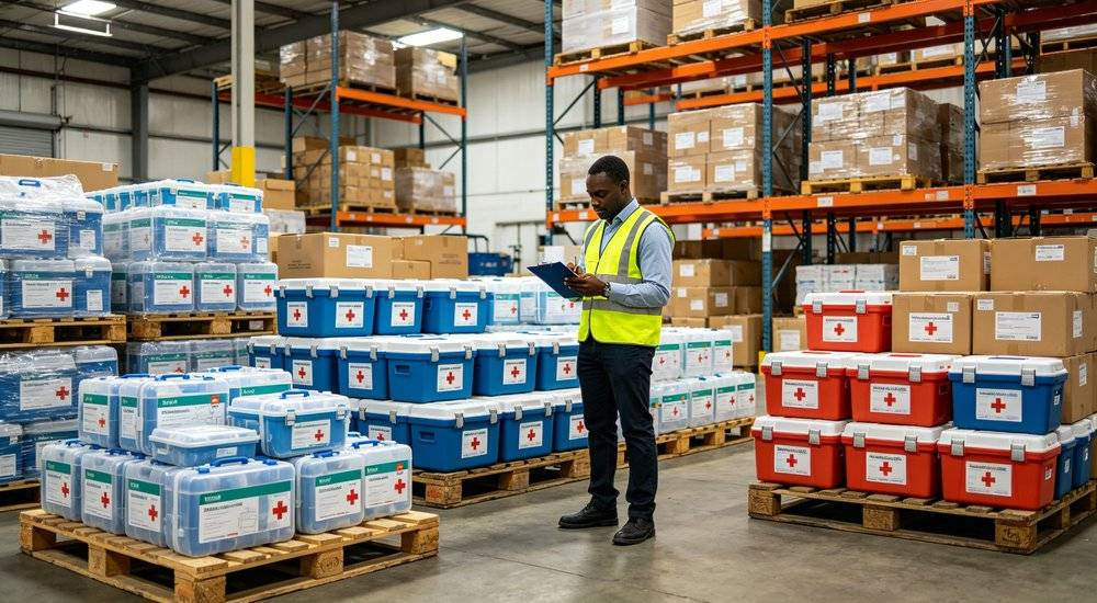 Eye-level view of professional rescue medical kit for Quick Selection Guide for Whol showing durable construction organized compartments and emergency medical supplies for wholesale institutional buyers