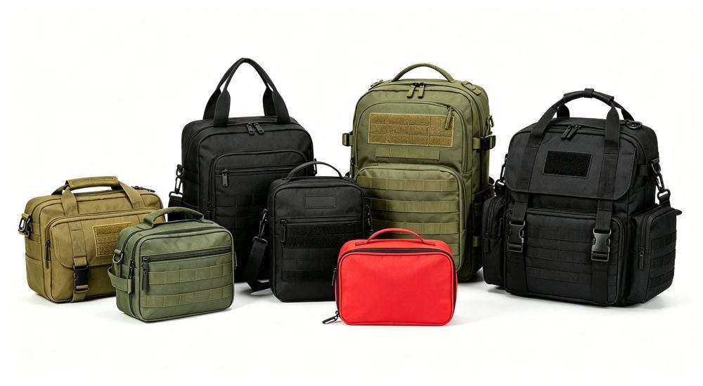 Trauma kit with modular pouch system, orange bag with detachable medical pouches, flexible configuration for different emergency response scenarios for professional emergency response teams and workplace safety programs