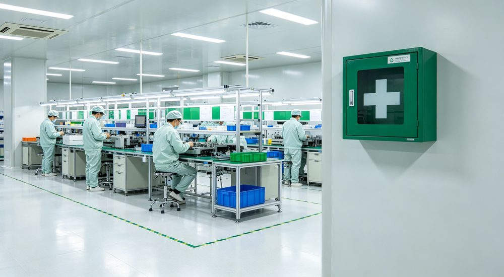 General first aid kit with CPR mask, emergency resuscitation equipment, comprehensive safety kit for workplace and public area medical response