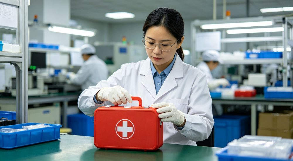 General first aid kit with emergency blanket, thermal survival supplies, comprehensive kit for shock management and temperature control in emergencies
