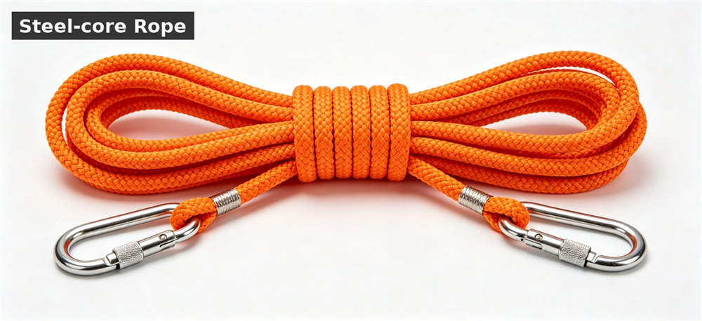 Steel core escape rope coiled for construction and specification review for government stockpile, institutional supply and emergency