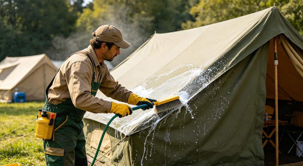 Humanitarian relief tent photographed at aid distribution camp providing reliable shelter with strong steel framework quality stitching and weather resistant fabric for disaster affected communities
