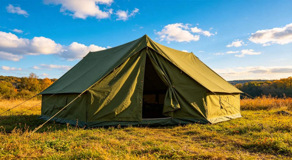 Field deployed emergency shelter showing robust frame construction waterproof material and practical design features meeting international standards for disaster response and refugee accommodation