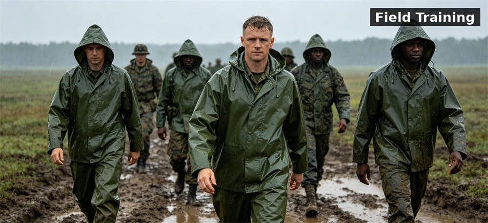 Raincoat olive green pvc military field for institutional procurement, inspection and supply planning
