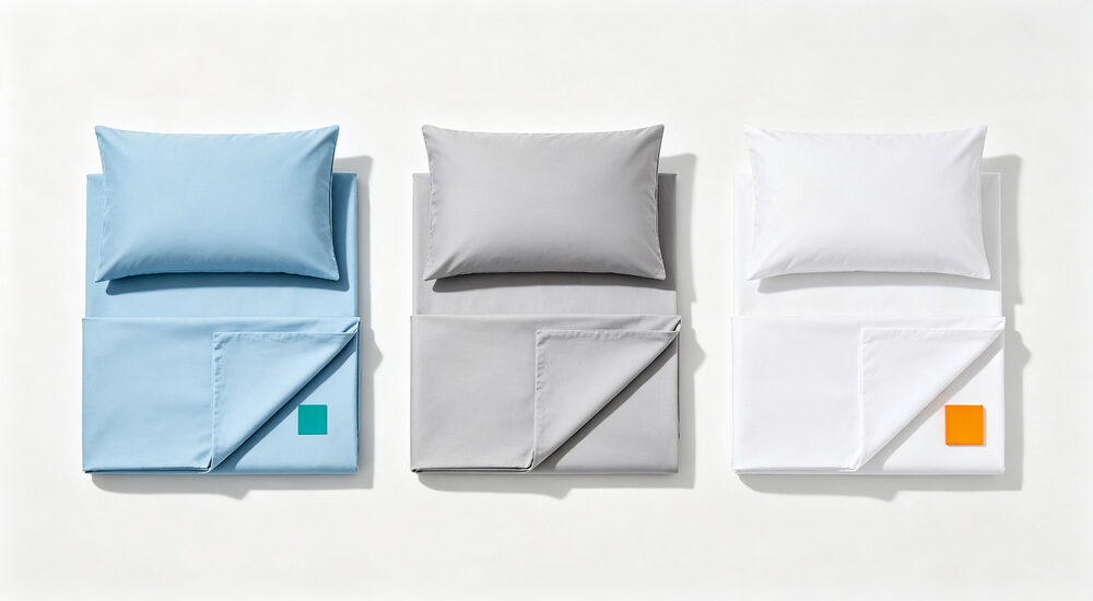 Institutional bedding product display showing material quality and design details for commercial procurement decision making suitable for emergency shelters hospitals universities and hotels requiring durable comfortable bedding solutions