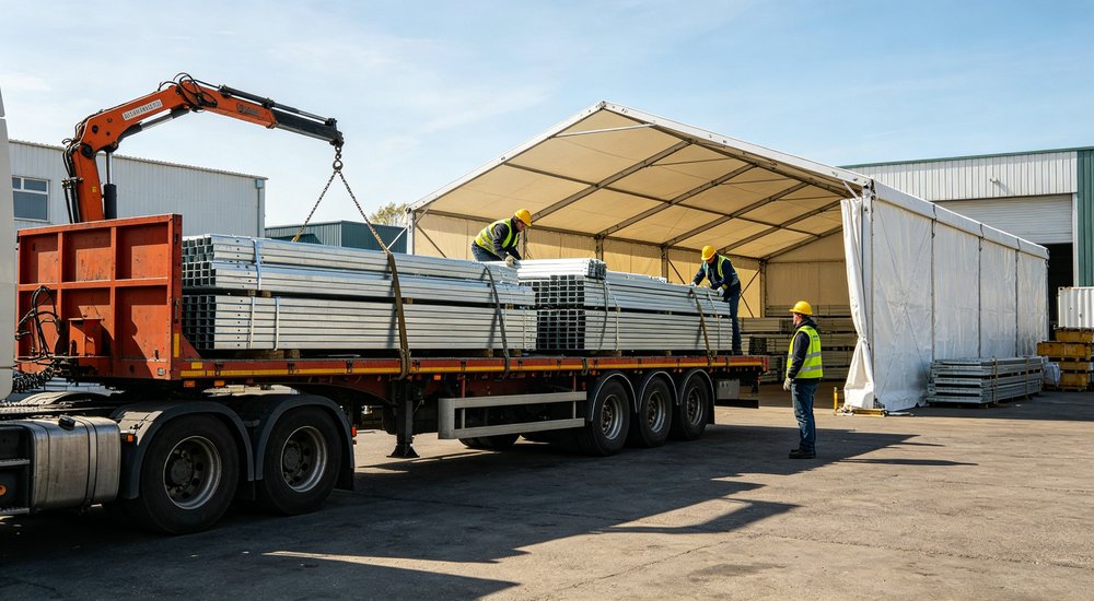 Field deployed emergency shelter showing robust frame construction waterproof material and practical design features meeting international standards for disaster response and refugee