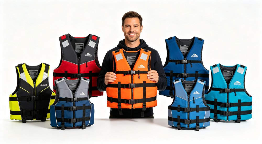 High quality life jacket full range models 100N 150N 275N collection produced by YRF Textile with 20 years export experience, meeting international safety standards