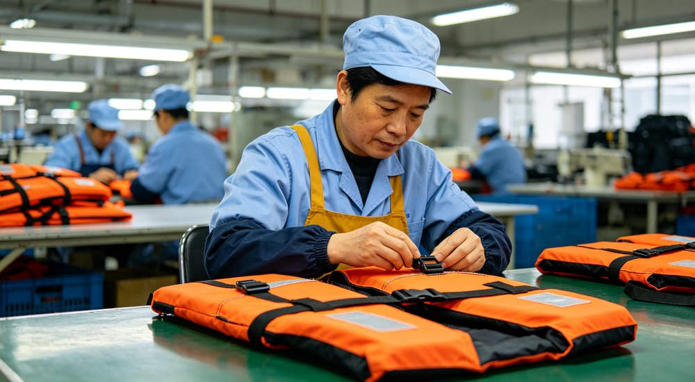 life jacket full range models 100N 150N 275N collection manufactured by YRF Textile China factory, suitable for flood rescue offshore fishing and commercial water safety applications
