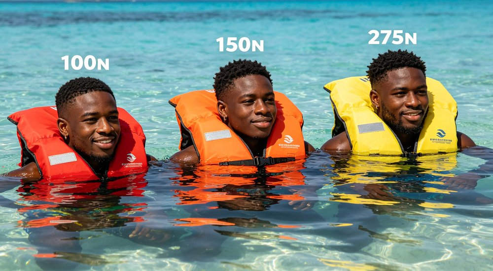 High quality life jacket buoyancy level life vest buoyancy aid PFD comparison comparison table differences features benefits produced by YRF Textile with 20 years export experience, meeting international safety standards