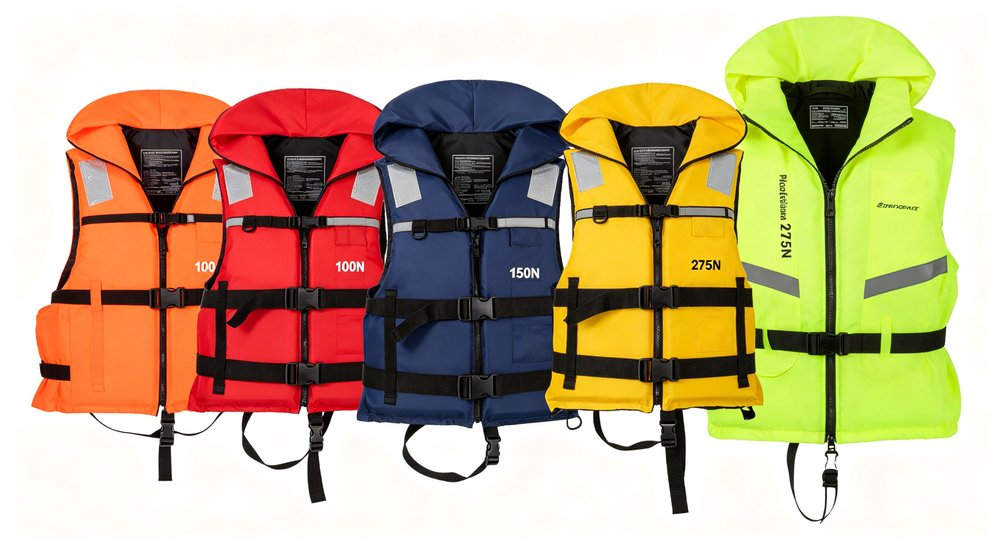 High quality 150N offshore life jacket commercial fishing boating application scenarios use cases flood rescue offshore produced by YRF Textile with 20 years export experience, meeting international safety standards