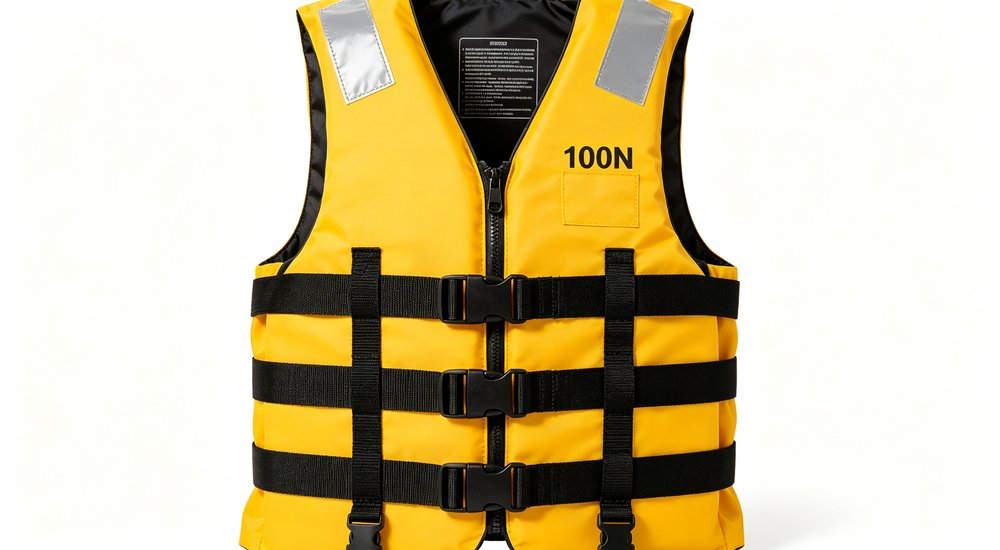 Professional 100N general purpose life jacket inland water kayaking detailed specifications parameters dimensions weight from YRF Textile, designed for flood disaster relief and water rescue operations with reliable buoyancy performance
