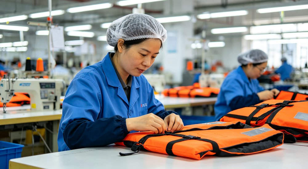 life jacket PFD sizing fit guide chest circumference measurement size chart measurement chest circumference fitting manufactured by YRF Textile China factory, suitable for flood rescue offshore fishing and commercial water safety applications