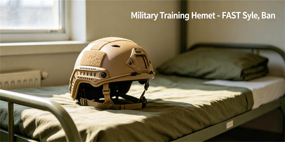 Tan FAST style military training helmet, lightweight comfortable protective head equipment for long time field training