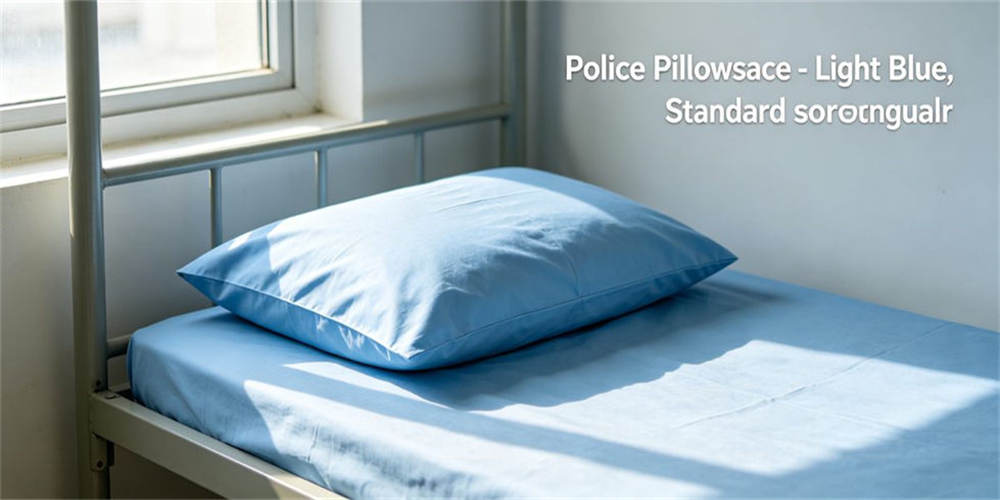 Light blue police pillowcase standard, regular size durable textile pillow cover for official police dormitory beds