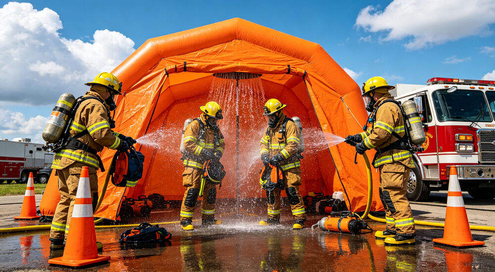 Decontamination shower inflatable tent scenario portable inflatable decontamination shelter for emergency field response