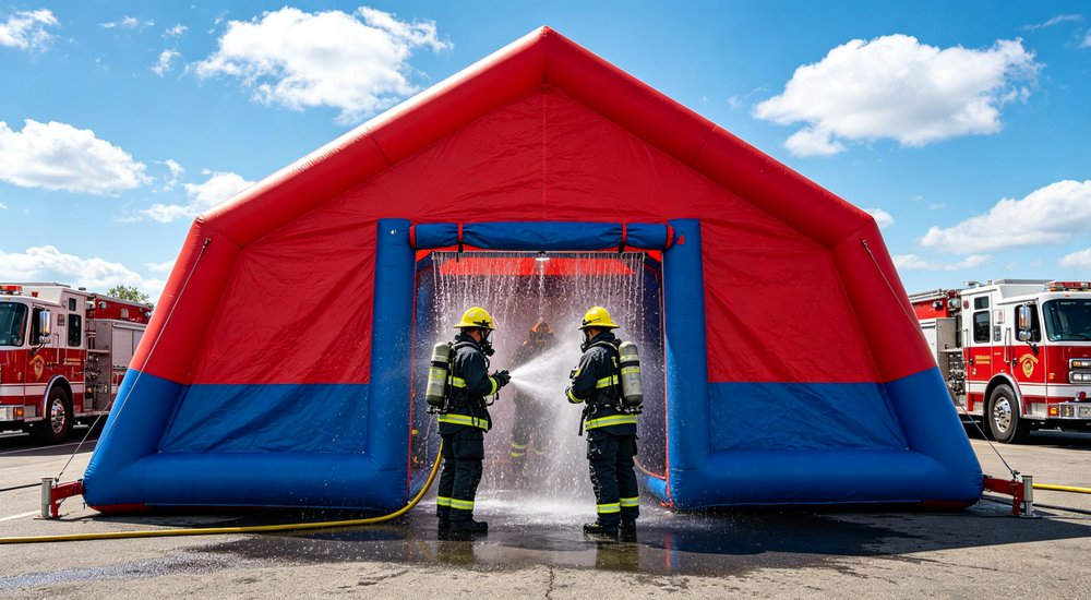 Decontamination shower inflatable tent scenario modular inflatable decontamination shower tent for emergency rescue operations