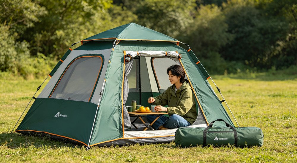 Heavy duty emergency frame tent displayed in operational setting demonstrating quick setup capability durable canvas exterior and spacious interior capacity for humanitarian relief missions