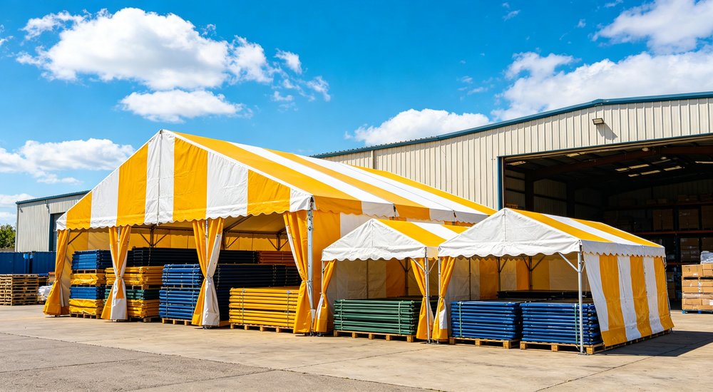 Emergency response tent captured during active deployment showing professional grade construction wind resistant frame and waterproof covering designed for long term use in challenging field conditions