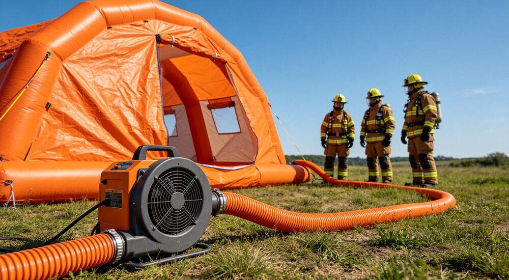 Decontamination shower inflatable tent scenario air supported inflatable decontamination shower tent for emergency response teams