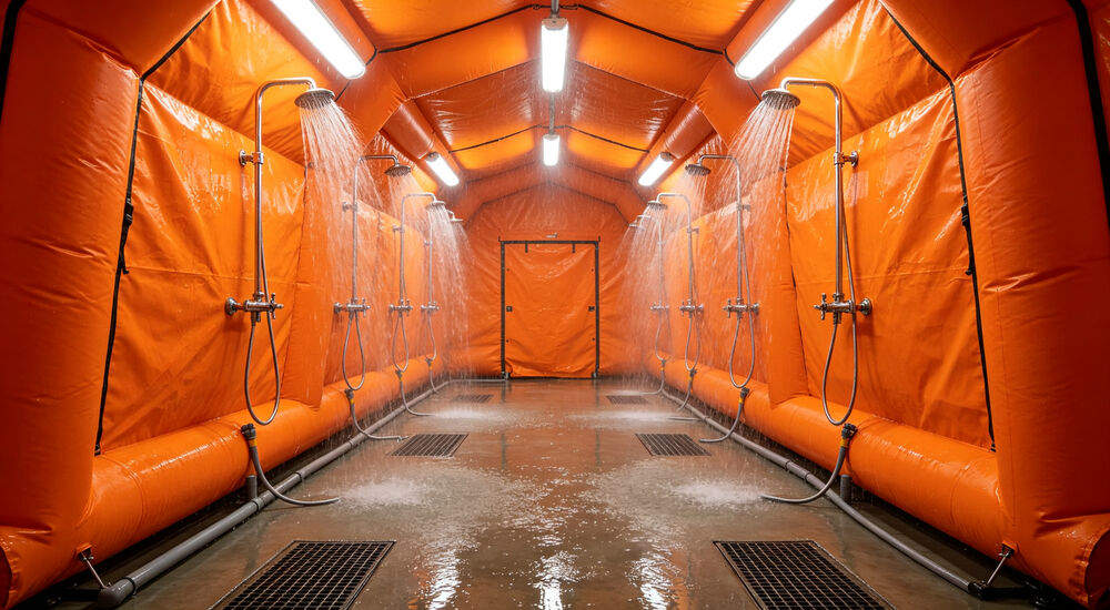 Decontamination shower inflatable tent scenario field ready inflatable decontamination shower tent for rapid emergency setup