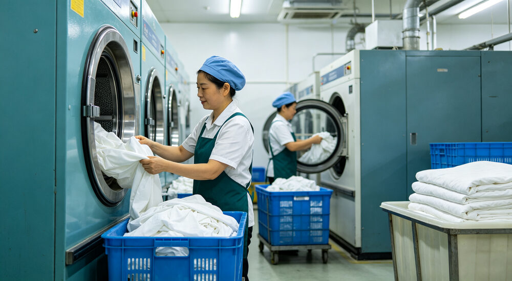 Eye-level shot of university dormitory room with students using institutional bedding in student housing accommodation suitable for emergency shelters hospitals universities and hotels requiring durable comfortable bedding solutions