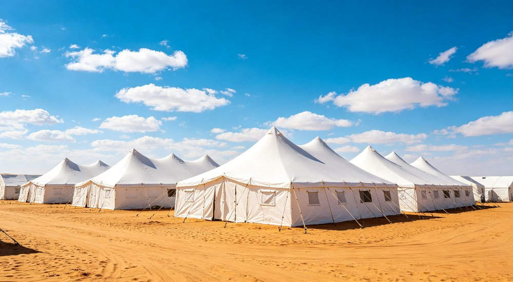 Emergency response tent captured during active deployment showing professional grade construction wind resistant frame and waterproof covering designed for long term use in challenging field conditions Emergency response tent captured during active deployment showing professional grade construction wind resistant frame and waterproof covering designed for long term use in challenging field conditions