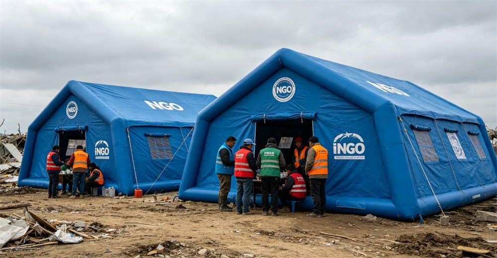 Interior eye-level of school tent classroom showing blue white children attending class inside temporary school tent. Professional inflatable disaster relief tent manufactured for humanitarian aid and emergency response operations worldwide. Interior eye-level of school tent classroom showing blue white children attending class inside temporary school tent. Professional inflatable disaster relief tent manufactured for humanitarian aid and emergency response operations worldwide.