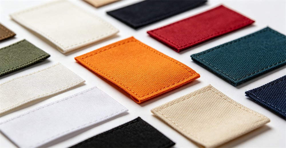 Various custom label and logo branding options for dry suits including woven labels, printed logos, and embroidered patches displayed on fabric Various custom label and logo branding options for dry suits including woven labels, printed logos, and embroidered patches displayed on fabric