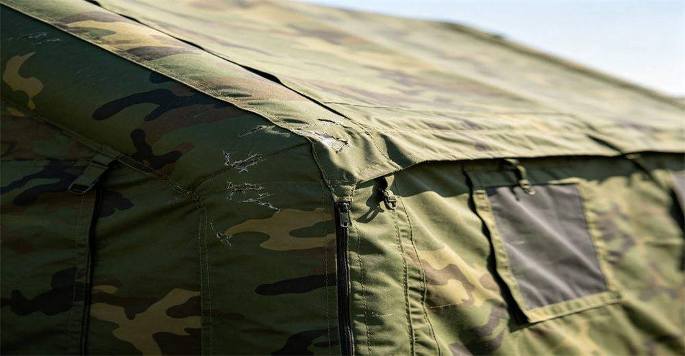 Final product inspection before factory shipment showing complete inflation test, structural verification, accessory completeness check, packaging inspection and documentation review, ensuring every military inflatable tent meets strict quality standards before delivery