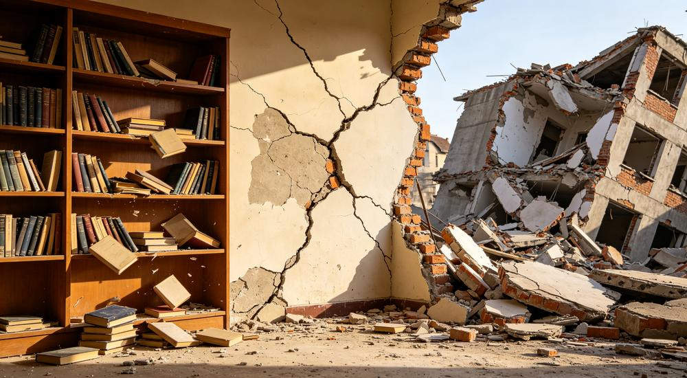 Progression of earthquake damage levels from minor cracks to collapse, understanding intensity helps relief organizations plan bulk sourcing orders