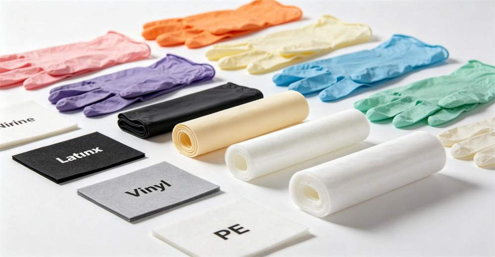Disposable gloves material comparison nitrile latex vinyl PE safety gloves wholesale bulk supplier China