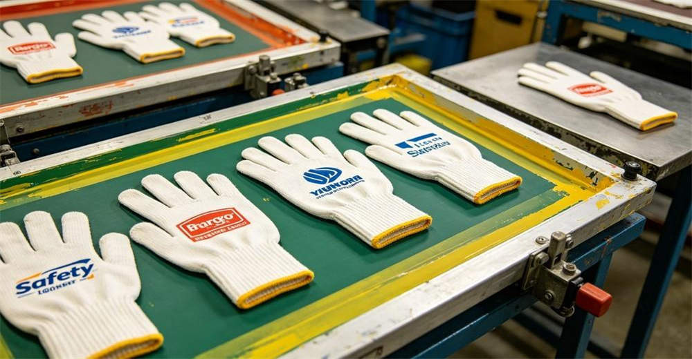Safety gloves custom logo printing branding private label safety gloves wholesale bulk supplier China