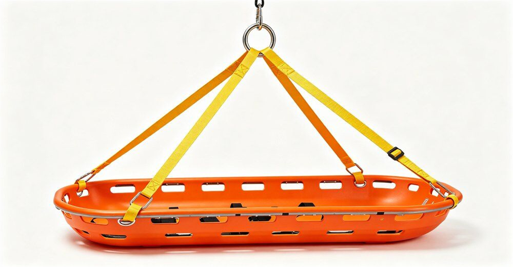 White spinal board stretcher being used in prehospital emergency transfer from accident scene to ambulance for wholesale bulk water rescue equipment supply