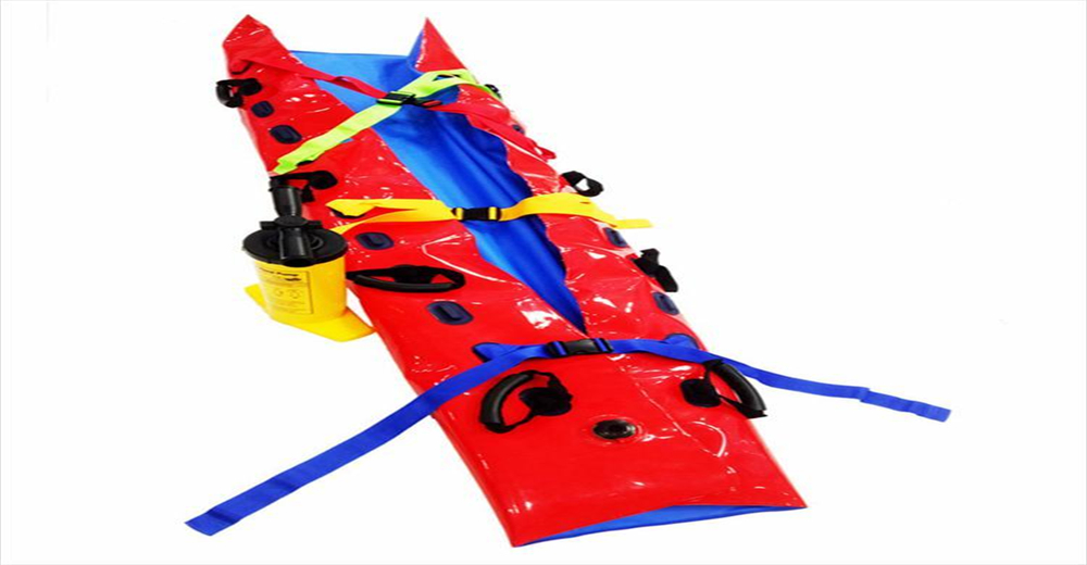 Comparison chart overview of seven different rescue stretcher types with labeled product features for wholesale bulk water rescue equipment supply