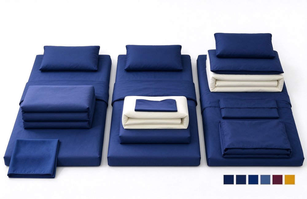 Wholesale fire station bedding three configurations family portrait with flame blue blanket pillow sheet mattress for fire departments government procurement institutional with flame blue blanket pillow sheet mattress for fire departments government procurement institutional