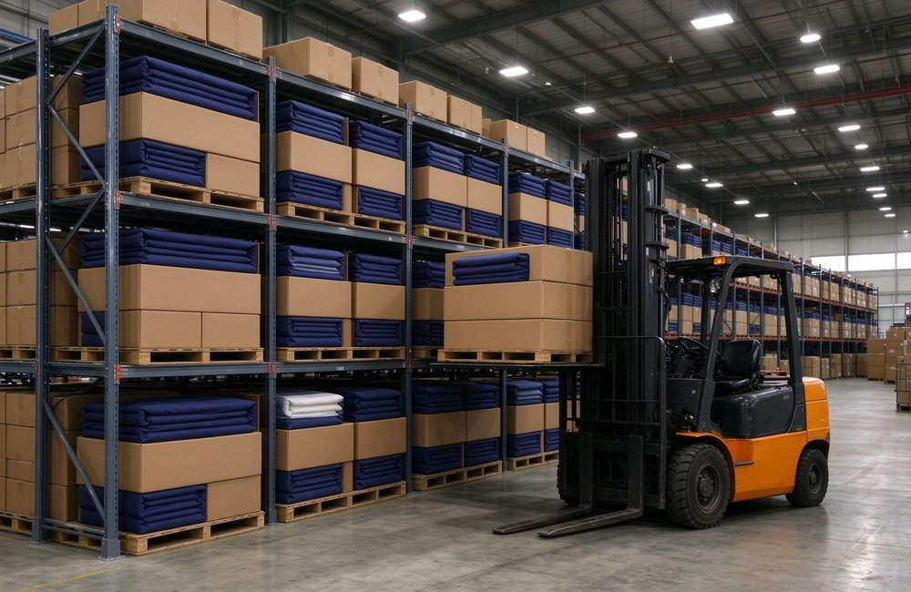 Warehouse stockpile of fire station bedding bulk storage for government procurement institutional bedding supply fire department dormitory programs bulk storage for government procurement institutional bedding supply fire department dormitory programs