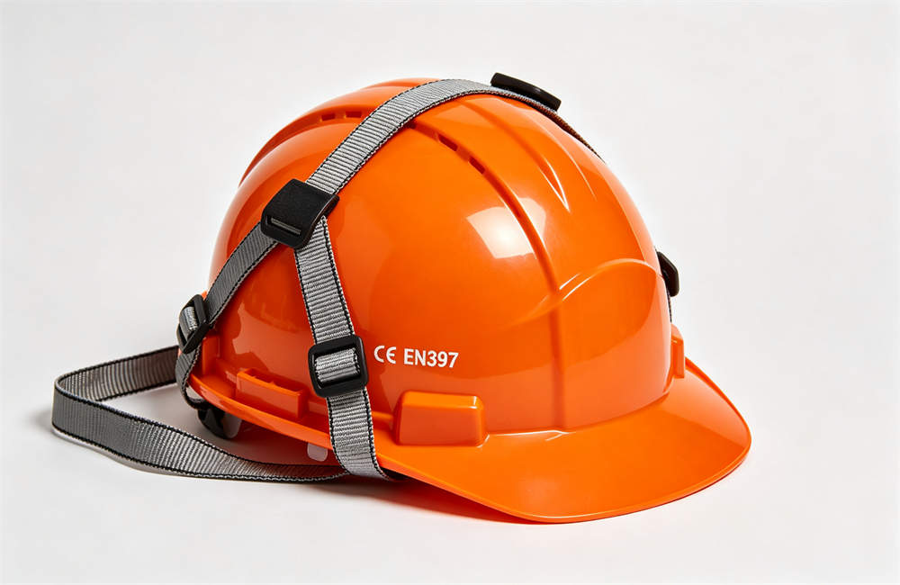 Close up of orange CE EN397 certified safety helmet with adjustable strap for search and rescue operations today now now for bulk tornado emergency kit procurement and wholesale NGO relief orders today now