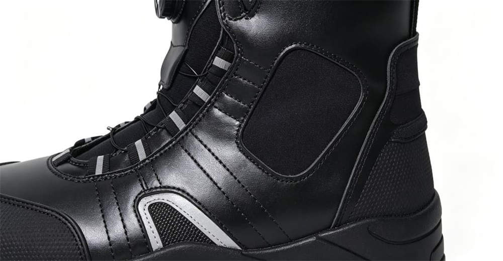 Side angle view of BOA quick lace water rescue boots showing sleek professional design and BOA dial closure for quick adjustment for rescue operations