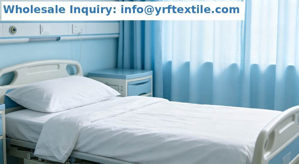 Wide shot of bulk wholesale hospital medical bedding order prepared for shipment, stacks of white linens ready for institutional procurement delivery, neatly packed cartons, professional textile photography with bright even lighting for healthcare procurement buyers