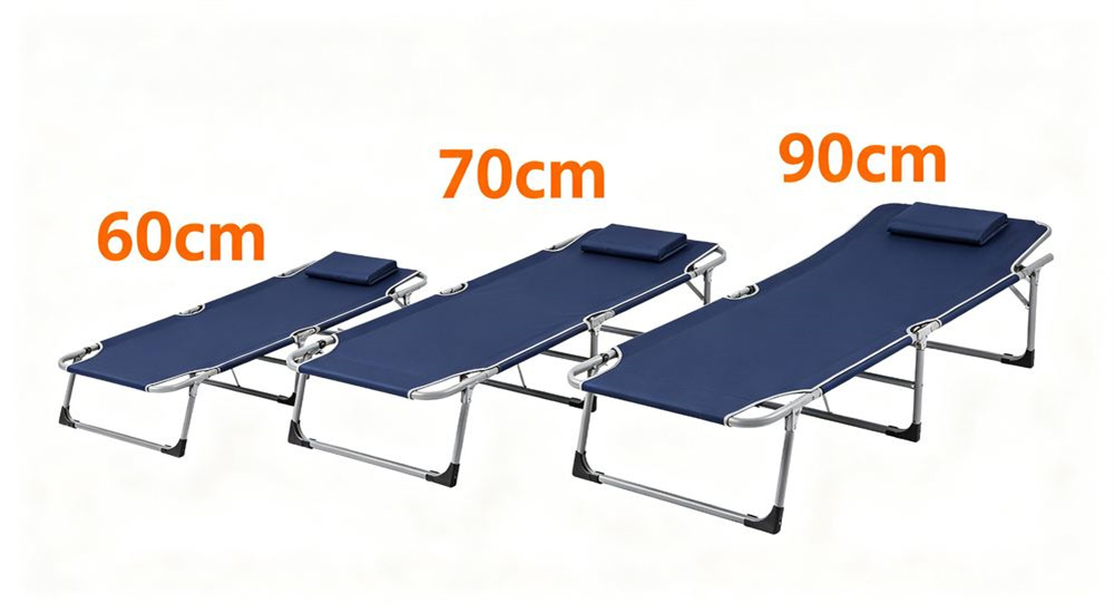 Macro view of navy blue relief bedding shown in custom widths of 60 70 and 90 centimeters on narrow cots, custom size options for emergency shelter beds and humanitarian distribution, and bespoke field cot dimensions for emergency shelter bed frames.