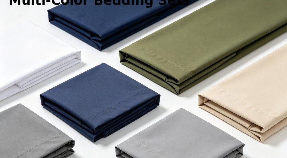 Overhead angle of wear comparison of workforce camp bedding fabric showing old worn versus new reinforced polycotton swatches, durability test for construction camp bedding wholesale buyers for workforce camp bedding wholesale from China.