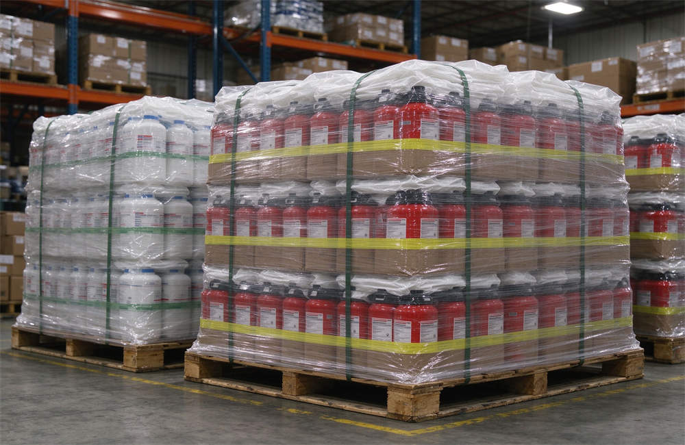 Bulk order of emergency supplies on pallets in a warehouse, wrapped and ready to ship, bulk tsunami emergency kit wholesale. Bulk order of emergency supplies on pallets in a warehouse, wrapped and ready to ship, bulk tsunami emergency kit wholesale.