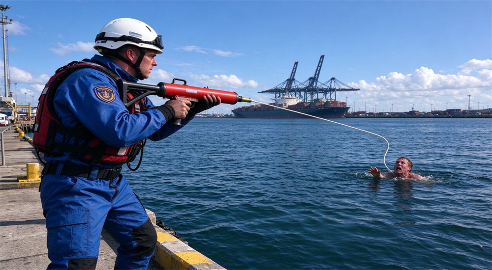 Technical specifications and performance parameters of american style anchor hook rescue thrower pneumatic rescue thrower, professional water rescue equipment technical data sheet for emergency response procurement and training reference