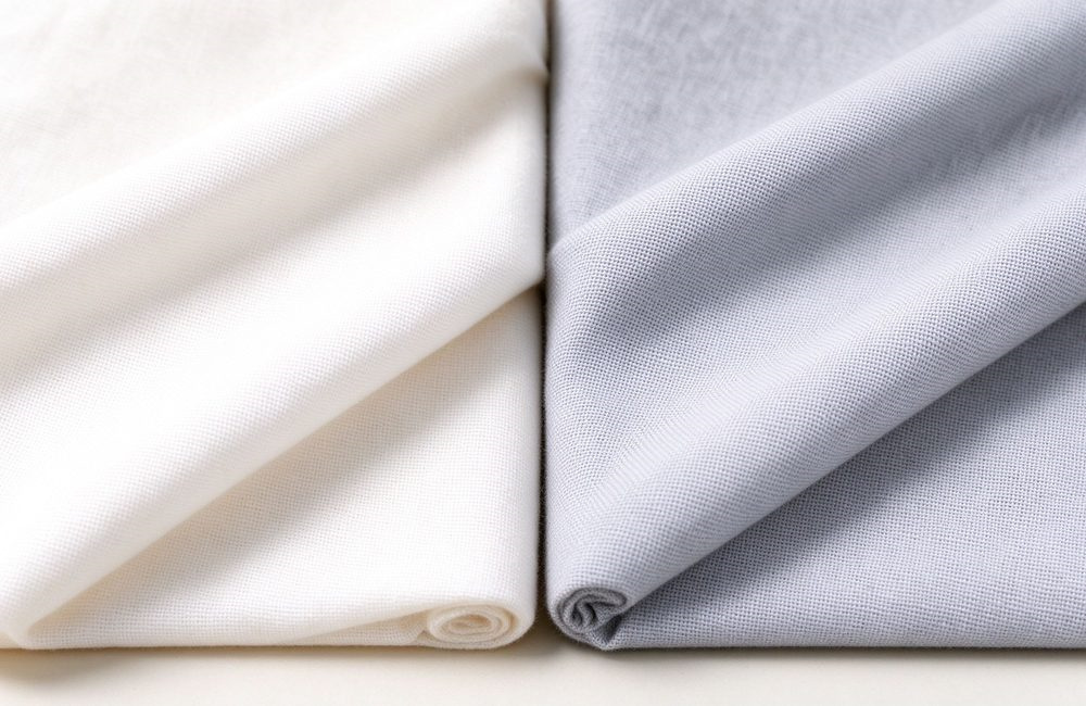 Cotton versus polycotton fabric comparison rolls for spa table covers, elastic fitted sheet material choice guide, hotel spa bedding supplier selection