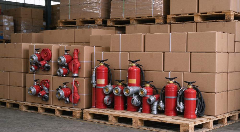 Evacuation shelter with families resting, bright clean interior, complete wildfire evacuation kit for displaced families