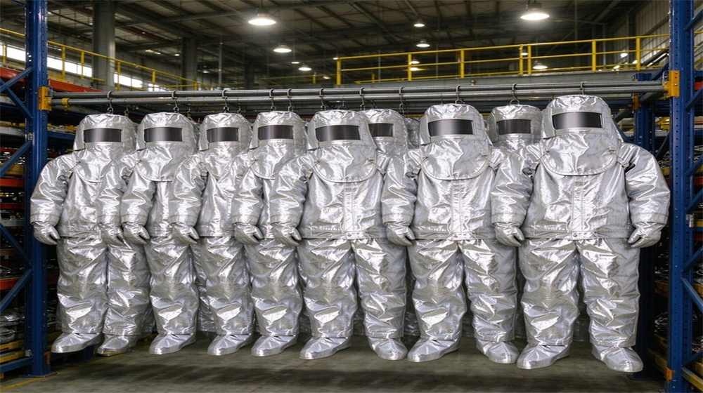 foundry worker wearing aluminized heat suit professional grade certified standard high quality durable reliable industrial safety equipment for bulk wholesale supply from China factory direct foundry worker wearing aluminized heat suit professional grade certified standard high quality durable reliable industrial safety equipment for bulk wholesale supply from China factory direct