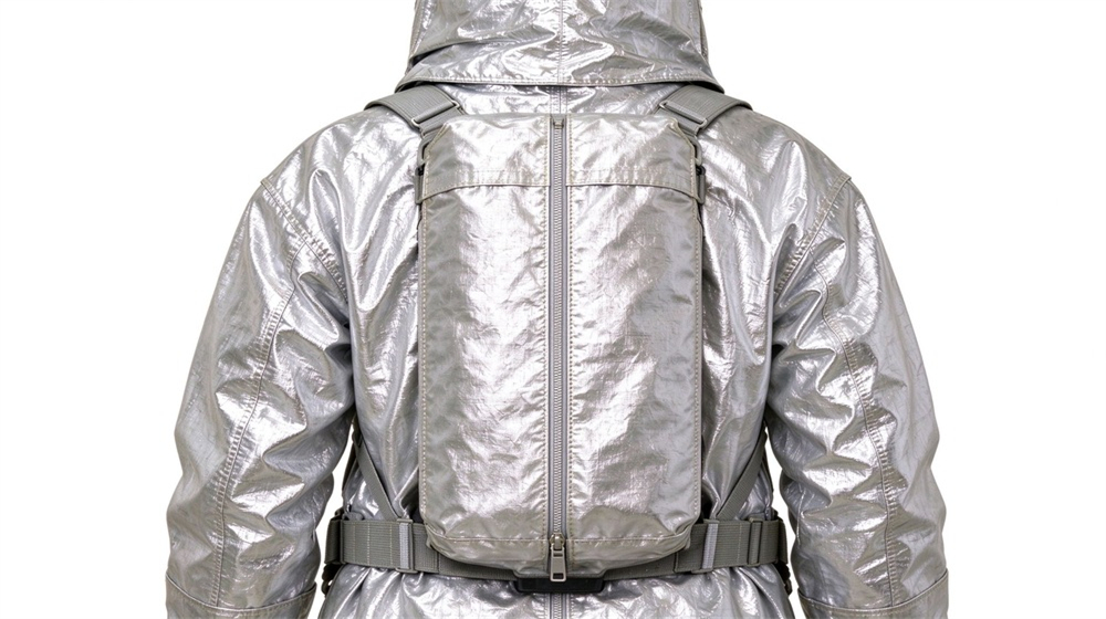 Aerial perspective of heavy duty protective imported fabric aluminized suit, Showroom display of imported aluminized heat suits for wholesale buyers review, demonstrating professional application use in industrial safety environment, designed for wholesale bulk supply and industrial safety procurement.