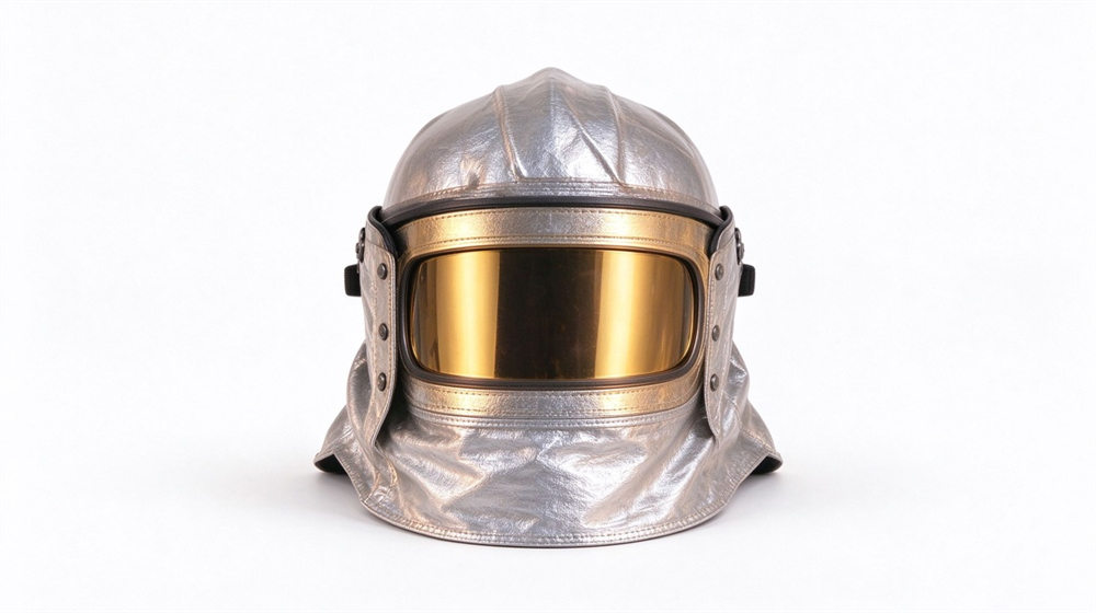 Side angle of heavy duty protective firefighter proximity suit, Firefighter proximity helmet white background, heat resistant aluminized hood with visor, demonstrating professional product use in industrial safety environment, designed for wholesale bulk supply and industrial safety procurement. Side angle of heavy duty protective firefighter proximity suit, Firefighter proximity helmet white background, heat resistant aluminized hood with visor, demonstrating professional product use in industrial safety environment, designed for wholesale bulk supply and industrial safety procurement.