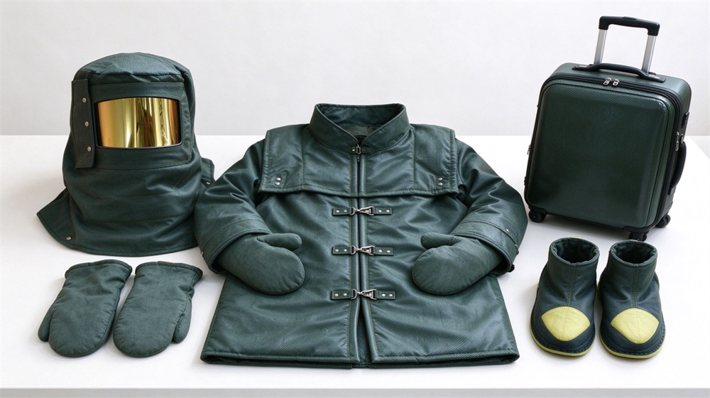 45 degree angle of heavy duty protective carbon fiber fire entry suit, Full set of carbon fiber fire entry suit with hood gloves boots, demonstrating professional product use in industrial safety environment, designed for wholesale bulk supply and industrial safety